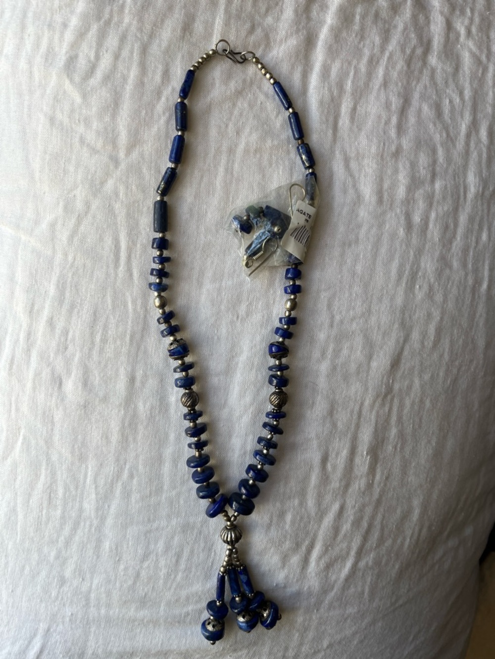 Lapis Blue Beaded Tassel agate Necklace - Women Jewelry